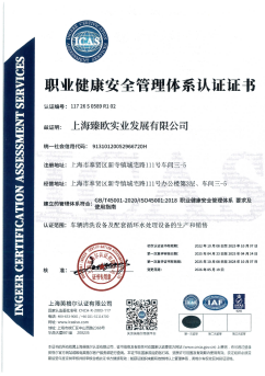 ISO 45001 职业健康安全管理体系认证证书